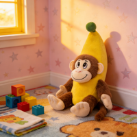 Peluche personnalisée singe banane amusant, animal en peluche câlin pour cadeau de fête, vente en gros transfrontalière, jouets en peluche certifiés CE