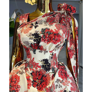 Best-seller vêtements pour femmes européennes <span class=keywords><strong>et</strong></span> américaines 2025 été nouveau doux frais imprimé col diagonal taille haute minceur a-<span class=keywords><strong>lin</strong></span> - Product Image 3