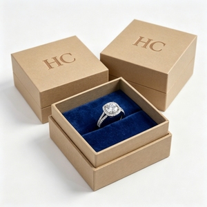 Wholesale Factory Price Ring Lid and Base <b>Box</b> Factory Bulk Supplier Custom Logo Cardboard Jewelry Case for Wedding Gift <b>Pack</b> - Product Image 2