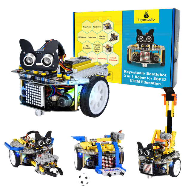 High Quality ESP32 Education Robot Kit Beetlebot 3 in 1 Robot with Arduino C, Scratch and Python Programming