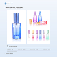 Flacon de parfum en verre transparent bleu et rouge de 6 ml de qualité supérieure - Flacon vaporisateur élégant rechargeable avec marquage à chaud, brume fine, logo personnalisé
