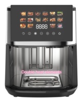 Freidora de Aire Digital Cuadrada de Acero Inoxidable de 8L, Sin Aceite, 2200W, Calentamiento Superior e Inferior, Pantalla Táctil Grande a Color, Parrilla, 16 Menús Preestablecidos