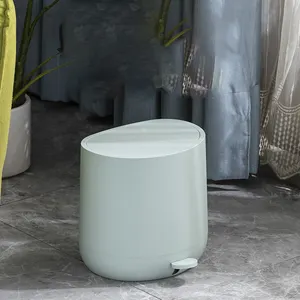 1.3加仑/5L防抱死制动系统垃圾桶浴室垃圾篮带盖脚踏板塑料垃圾箱