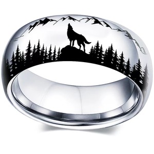 Wolf-Themed Outdoor <strong>Ring</strong> for <strong>Men</strong>, 8Mm Wide, Featuring a <strong>Black</strong> and Color in Stainless Steel, Suitable NS801865 - Product Image 6