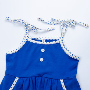Vestido de verano para niña pequeña, vestidos de bolsillo con lunares azules, picardías - Product Image 3