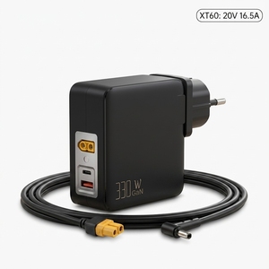 Cargador de CA delgado de 330W con enchufe alemán XT60, USB-C PD 3.1 y GaN, 20V 16.5A, 19.5V 16.92A, compatible con portátiles Dell, <span class=keywords><strong>MSI</strong></span> V20, <span class=keywords><strong>Omen</strong></span> y Lenovo - Product Image 1