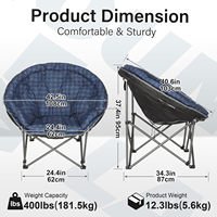 Chaise de camping pliable XXL surdimensionnée, super confortable, rembourrée, robuste, design moderne, polyester, mobilier de jardin extérieur pour adultes
