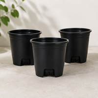 Fabriqué en Chine, petits pots de fleurs noirs mignons et luxueux, décoratifs, pour la nurserie, en plastique PP avec trous de drainage, pour l'extérieur