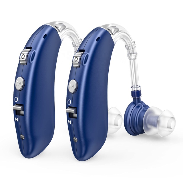 Hot Sale Blue Waterproof Noise Cancelling Hearing Devices Assist Bte Rechargeable Amplifier Hearing Aids for Deafness Seniors