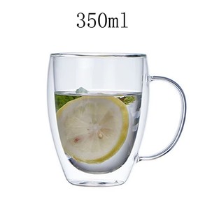 Tasses à thé et soucoupes transparentes à double paroi résistantes à la chaleur, verres à bière et à café à double paroi avec poignée épaissie - Product Image 3