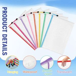 Custom Waterproof PVC Transparent Document Bag with Mesh Zipper <b>Pouch</b> for A4 School and Office Supplies - Product Image 2