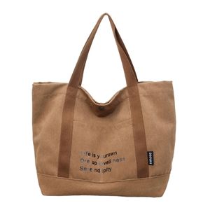 女式帆布手提包 休闲字母图案设计 大号单肩包 适合日常使用和购物 - Product Image 6
