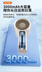 Ventilador de Mano Portátil Recargable de Alta Velocidad con Pantalla Digital, 3000mAh, 100 Velocidades, Ventilador Personal para Camping y Viajes - Product Image 6