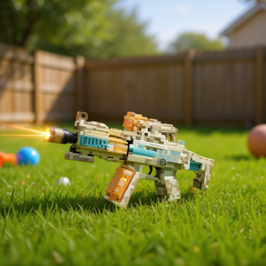 Pistola Giocattolo con Suoni e Luci, Retrattile, in Plastica Elettroplaccata, Colori Misti Verde e Blu, per Bambini Unisex da 5 a 7 Anni - Product Image 2