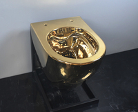 WC Suspendu Doré Électroplaqué de Luxe Dubaï, à Double Chasse d'eau avec Réservoir Caché, Couleur Or, pour Salles de Bains Modernes