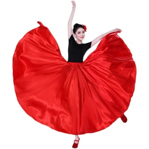 Falda Larga Gitana para Mujer, Ropa de Práctica de Danza, 15 Colores Surtidos, Falda de Danza Sólida en Morado y Dorado, Falda de Satén de 360 Grados para Danza del Vientre - Product Image 5
