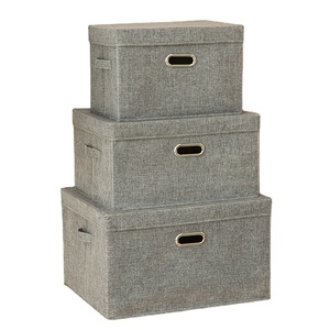 Hot cotton And Linen Foldable home organization clothes storage box with lid