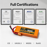 Batterie LiPo TCB 3000mAh 35C 3S/6S pour modèles réduits d'avions télécommandés, voitures et bateaux télécommandés