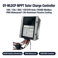 Controlador de Carga Solar MPPT IP66 Impermeable 20A 12V 24V Automático, Regulador Totalmente de Aluminio RS485/Modbus 480W Máx. PV para Marino y RV