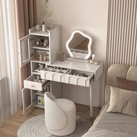 Table de Maquillage LED sur Pied en Bois de Luxe Moderne avec 3 Tiroirs et Lumières Dimmables pour Salon et Chambre à Coucher – Vente en Gros