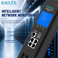 KAILES(KLS) Smart MC PDU 32A 200-240V avec 24 prises (21 C13 3 C19) Compteur intelligent Montage en rack industriel Noir 7680W Charge maximale