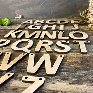 Scrapbooking lettere in legno taglio Laser alfabeto legno e simboli piccolo alfabeto in legno con fori preforati - Product Image 4