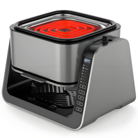 Newle 2 in 1 Rotate Glass Air Fryer 5.5 Liter Square Digital Controlled Plastic Air Fryer Rumah Tangga dengan Fungsi Panggang