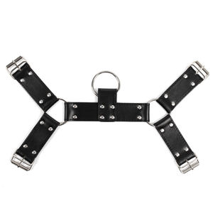 調節可能なフェチ男性ランジェリーレザーハーネスゲイ服性的ボディチェストハーネス - Product Image 2