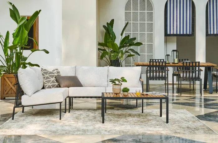 L shape sectional sofa set interior furniture modern living room sofa with ottoman