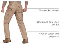 Pantalon cargo tactique kaki pour homme, taille élastique, coupe décontractée, multi-poches, pantalon utilitaire, marque personnalisée OEM ODM