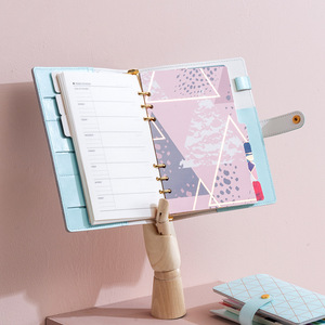 Carpeta de presupuesto de hojas sueltas de cuero PU A5 personalizada, organizador A6, carpetas de anillas, cubierta de cuaderno de rejilla dorada, magnético elegante - Product Image 4
