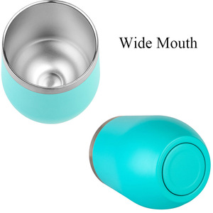 Vaso aislado al vacío de doble pared de acero inoxidable de 12oz, tapas de vaso, pajitas, copa de vino sin tallo para café, té, bebidas calientes seguras - Product Image 4