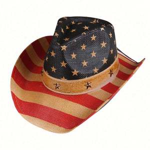 Sombrero Vaquero con Estampado de Bandera Americana, Estilo Vintage de Dallas, para Hombre, Estilo Occidental, para Viajes, Pesca, Fiestas, Desfiles, Rodeos, Patriótico, Unisex - Product Image 5