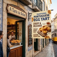 Drapeau publicitaire personnalisé 3x5 pieds, motif tarte aux œufs portugaise, en polyester non tissé, bannière publicitaire extérieure résistante aux UV