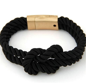 Venta al por mayor de brazaletes trenzados coloridos, cadenas de muñeca, broche magnético chapado en oro, pulseras de cuerda con nudo de la suerte para mujer - Product Image 4