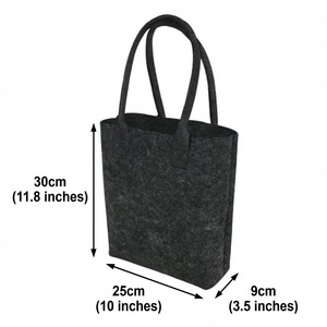 Felt Tote Bags Vertical Square Medium Soft Handle Reinforced Everyday Use Promotional Shopping Bag Light Gray Black Burgundy - Product Image 4