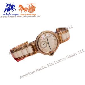 Orologio da <span class=keywords><strong>Donna</strong></span> con Quadrante Rotondo e Diamanti, Bracciale in <span class=keywords><strong>Acciaio</strong></span> Inossidabile Bicolore, Orologio da Polso Elegante Stile Cartieres - Product Image 6