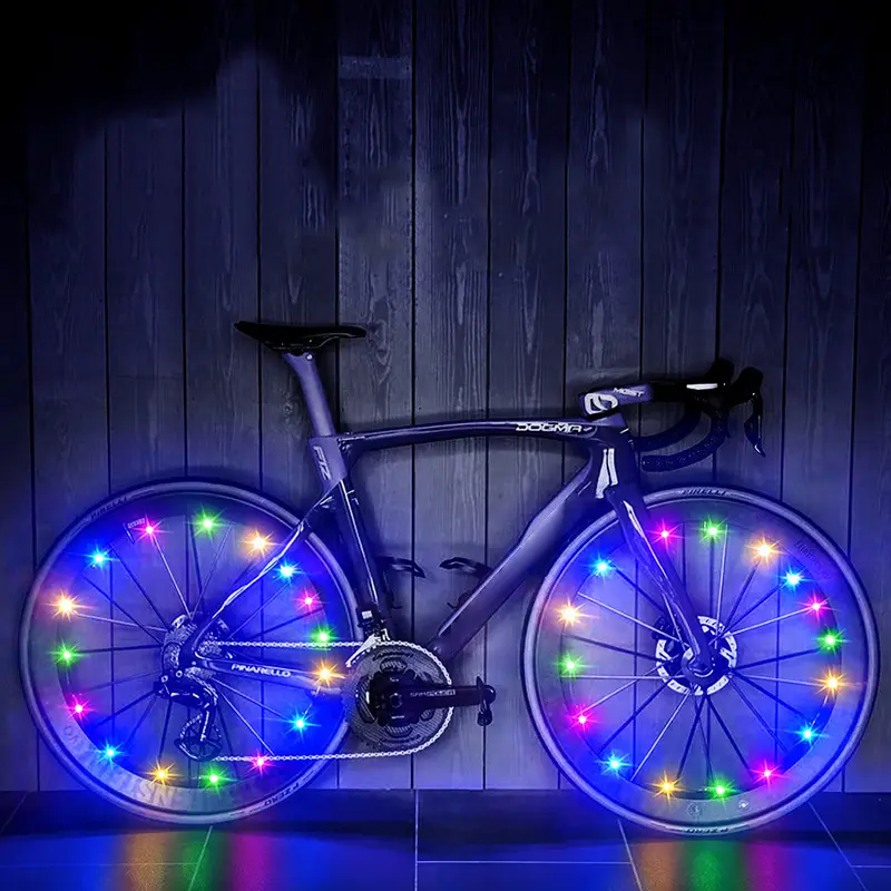 안전 경고 LED 자전거 바퀴 빛 다채로운 방수 LED 자전거 바퀴 빛 문자열 빛