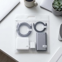 Sac en plastique à fermeture éclair avec poignée découpée, sac transparent à fermeture éclair avec poignée pour l'emballage de vêtements et de cosmétiques