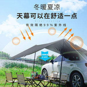 Toldo Lateral para Auto, Tela Oxford, 3-8 Personas, Parasol Portátil para Camping, Picnic y Uso al Aire Libre - Product Image 1