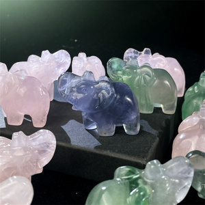 Kindfull <span class=keywords><strong>rose</strong></span> quartz éléphant pierre de guérison fluorite éléphant pour la décoration - Product Image 4