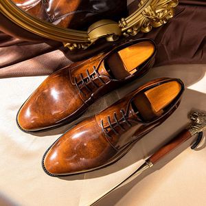 New Genuine Leather Men's Oxford <b>Shoes</b> Pearl Leather Trim Waterproof <b>Height</b> <b>Increasing</b> Lace-up Closure Suitable for Formal Wear. - Product Image 4