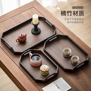 Bandeja de bambú con asa, plato rectangular de bambú y madera para uso doméstico, plato de servir estilo tibetano, plato para repostería, plato para frutas - Product Image 5