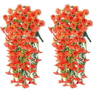 LUYI - Guirnalda de <span class=keywords><strong>Flores</strong></span> de Gloría de la Mañana de Plástico y Seda para Colgar en Exteriores, Plantas Artificiales Verdes Hechas a Mano para el Día de la Madre, Jardín, Balcón - Product Image 5