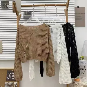 Suéteres cortos para mujer, jerseys tejidos para otoño e invierno, novedad