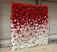 2024 Neue 5D Blumenwand Weiße Seidenrosen Reißverschluss-Blumenwand 8x8 für Hochzeitsdekorationen