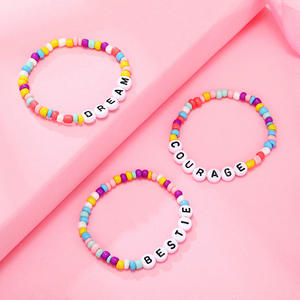 Gran oferta de cuentas de letras que alientan la palabra en inglés Brave Love Lucky Dream Rice Beads pulsera para niños - Product Image 3