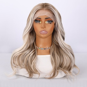Meilleures ventes 2026 : Perruques Lace Front pour femmes, 26 pouces, 13*3, blondes avec mèches brunes ondulées, transparentes SM9280 pour usage quotidien et fêtes - Product Image 1