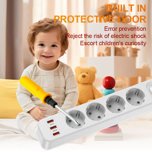 OL EU Electric Power Strip 3/4 Outlets Cable de extensión de toma de corriente con puertos USB <span class=keywords><strong>Protector</strong></span> contra sobretensiones Power Strip - Product Image 3