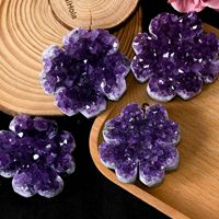 Vente en gros de grappes d'améthyste violette naturelle en forme de trèfle, cristaux sculptés pour la méditation et la décoration intérieure
